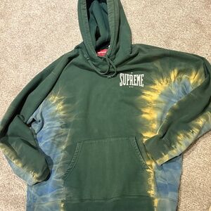 Supreme Green Hoody with Tie dye size Large